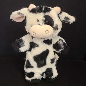 Demdaco Nat & Jules Cormac Cow Hand Puppet Fuzzy Plush Calf Black White 12 Inch